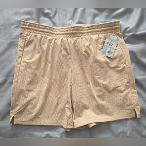 DSG Women's Mesh Athletic Shorts Light Sand Color Side Pockets Size Large